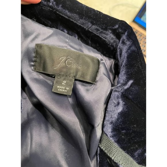 New J.crew Double Breasted Blue Velvet Blazer Size 2 small S - Picture 8 of 11